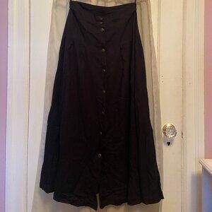 Hunters Run black button down maxi skirt, size 10, vintage!